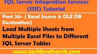 SSIS Tutorial Part 20Load Multiple Sheets from Multiple Excel Files to Different SQL Server Tables [upl. by Zoubek]