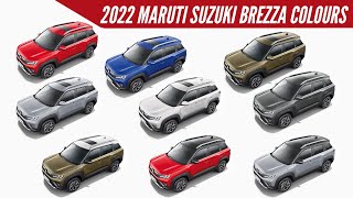 2022 Maruti Suzuki Brezza  All Colour Options  Images  AUTOBICS [upl. by Nahtannoj]