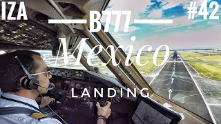 B777 LANDING Mexico Cockpit View [upl. by Artimid]