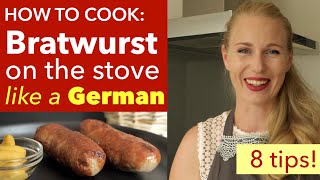 How to Cook Bratwurst on Stove German Way  How to Pan Fry Bratwurst [upl. by Chappie309]