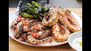 Andrew Zimmern Cooks Grilled Shrimp [upl. by Nappie]