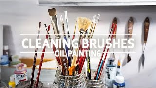 How to Clean a Paint Brush  Oil Painting [upl. by Klinger]