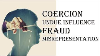 Coercion Undue Influence Fraud Misrepresentation  Indian Contract Act 1872  Law Guru [upl. by Refinaj]