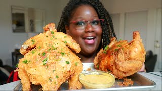 BATTERED DEEP FRIED WHOLE CHICKEN RECIPE COOKING AND EATING [upl. by Nnayecats]