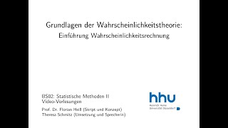 Statistik 2 201 Einführung in die Wahrscheinlichkeitsrechnung [upl. by Renrew]