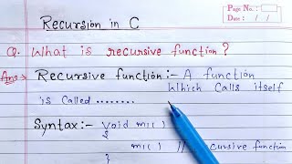 Recursion in C  Recursive function in c programming  Learn Coding [upl. by Sheba]