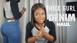 TOPSHOP DUPES BIG BOTY DENIM HAUL SHAMBOLIC  BERSHKA PRIMARK HampM [upl. by Eetak176]