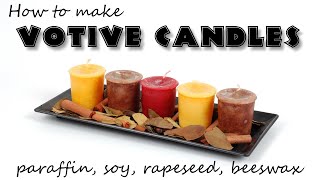 How to make VOTIVE CANDLES with soy wax paraffin rapeseed wax or beeswax  HowtomakeCandlesinfo [upl. by Labinnah]