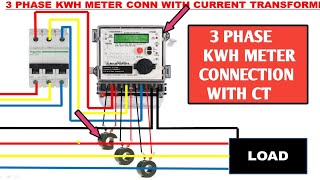 3 PHASE ENERGY METER CONNECTION WITH CT CT OPERATED ENERGY METER CONNECTION [upl. by Thorma90]