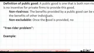 Public Goods as a Market Failure  part 1 [upl. by Eusoj263]