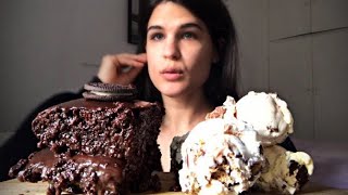 ASMR  CHOCOLATE CAKE amp ICE CREAM  MUKBANG [upl. by Alonzo]