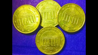 Germany 50 Euro Cent Coin Collection 2002  Nordic Gold  Half of a Euro  Brandenburg Gate Obverse [upl. by Clemmy]