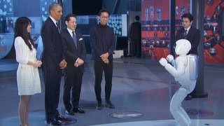 President Obama plays soccer with a robot [upl. by Eaton]