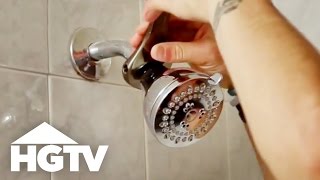 How to Change a Showerhead  At Home Tips  HGTV [upl. by Ahsataj]