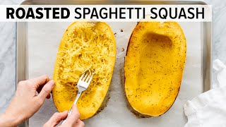 HOW TO COOK SPAGHETTI SQUASH  easy roasted spaghetti squash recipe [upl. by Hyozo]