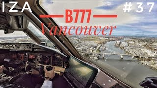 B777 LANDING Vancouver Cockpit View [upl. by Ielak128]