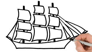 How to Draw Sailing Ship Easy [upl. by Sverre]