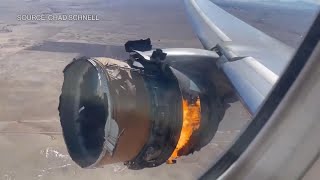 Watch Boeing 777 Engine Catches Fire Over Colorado [upl. by Larret411]