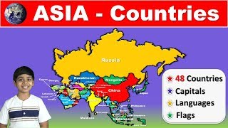 Countries of ASIA  Capitals  Flags  Languages  Detailed information for Competitive Exams [upl. by Ylrehs]