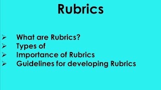 Rubrics for Assessment [upl. by Acsisnarf99]