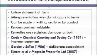 Misrepresentation Lecture 1 of 4 [upl. by Arundel]