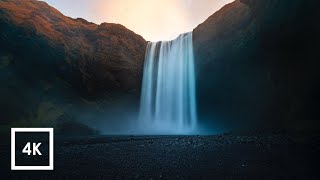 Waterfall Sounds for Sleep at Skógafoss in Iceland  4k 1 Hour ASMR [upl. by Hershel88]