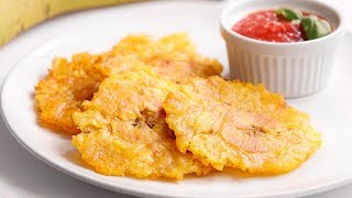 Patacones o Tostones de Plátano Frito muy Crujientes  Sólo 3 Ingredientes [upl. by Hnim]