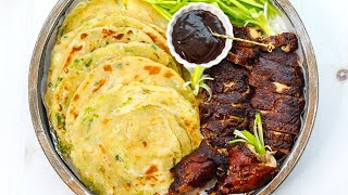 Crispy Chinese Roasted Duck amp Scallion Pancakes aka Scallion Paratha [upl. by Adnilev366]