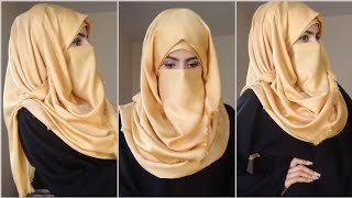 Hijab Style with Niqab  Full coverage Hijab styles 2020  Hijab with Niqab Tutorial  Niqab Style [upl. by Htebsle]