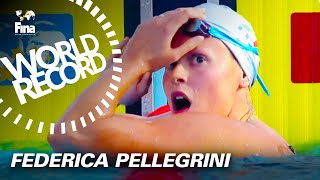 Federica Pellegrini breaks her own World Record at Rome 2009  FINA World Championships [upl. by Lehcim]