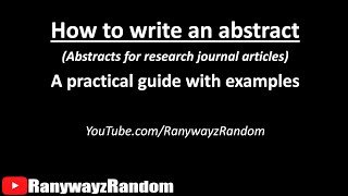 How To Write An Abstract In 5 Minutes A Practical Guide With Examples [upl. by Aihsila286]