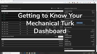 A to Z How to be a Successful Amazon Mechanical Turk Worker  New for 2021  Episode 2 The Dashboard [upl. by Eemia]