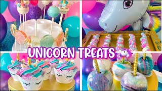 5 DIY UNICORN TREATS  Unicorn Party Dessert Table [upl. by Cart]