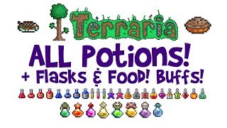 Potion Guide for Terraria ALL Potions  Flasks How to CraftMake Best for Boss Fights etc [upl. by Grati110]