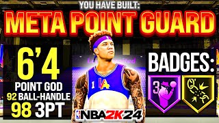 THE 1 META POINT GUARD BUILD IN NBA 2K24 COMP PRO AM [upl. by Naujed570]